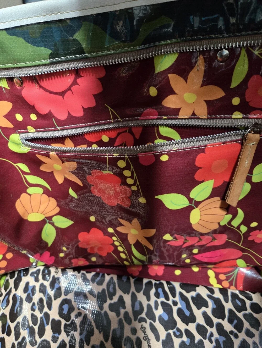 Consuela Camo Legacy Tote Bag Floral Leopard Pockets Zipper